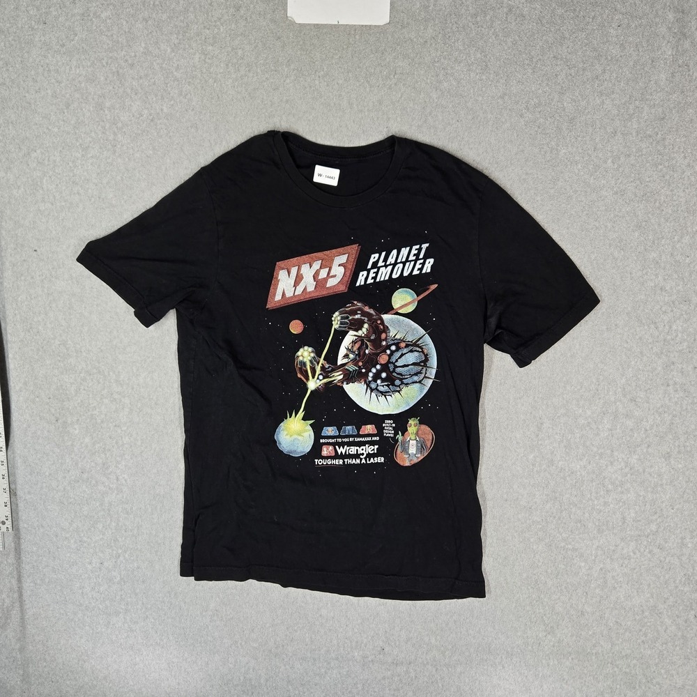Wrangler Men Shirt M Black Graphic Rick And Morty Laser Logo Short Sleeve  READ